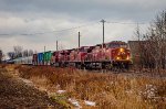 CP 9726 leads a westbound manifest out of St Jean
